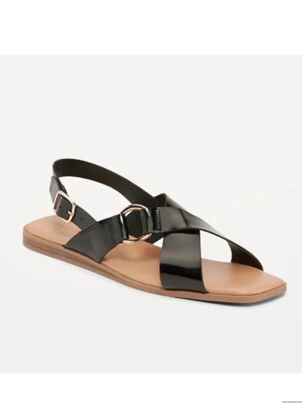 OLD NAVY Faux Leather Cross‎ Strap Buckled Sandals in Black